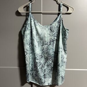 White House Black Market Satin Snake Print Cami Tank Top 10 (US M) Adjust Strap